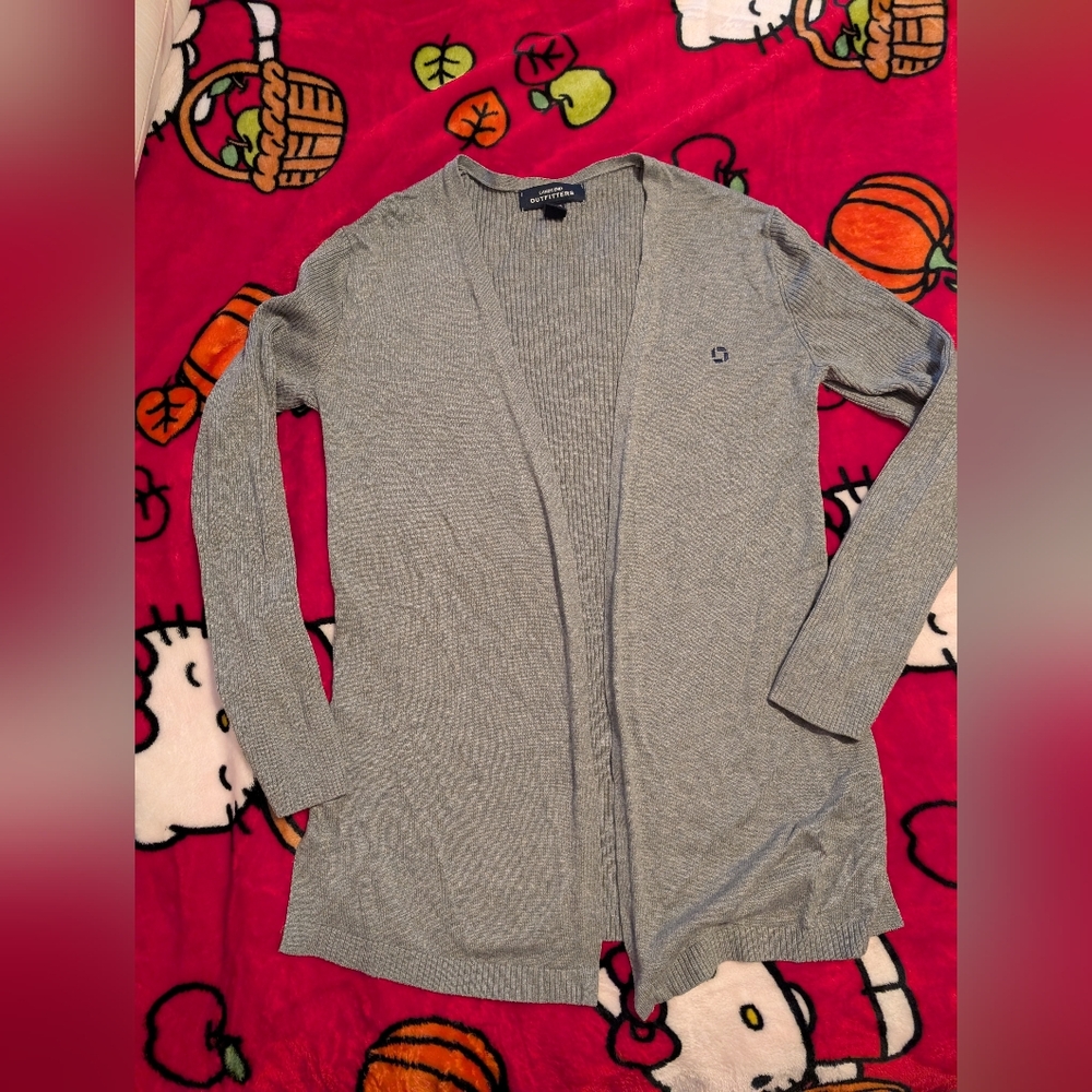 Lands' End Light Gray Cardigan Sweater
